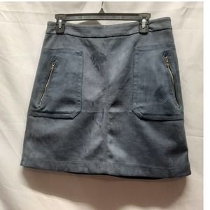 Loft Slate Gray Soft Brushed Ultrasuede Zipper Patch Pocket Mini Skirt 10